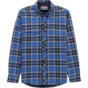 NWOT Simms Guide Flannel Long-Sleeve Shirt Admiral Blue Plaid- Men's Size Medium